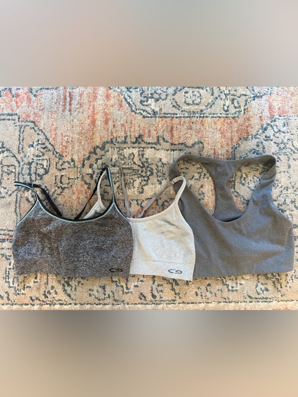 C9 by Champion Heather Gray, Light Gray & Charcoal Sports Bra Trio